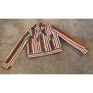 Forever 21 Jacket Multicolor Red White Blue Green Striped Cotton Medium